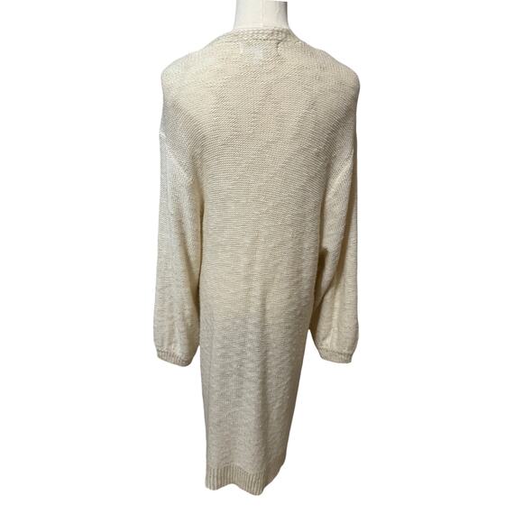 Long Ivory Sweater Duster Sz L - Picture 6 of 6